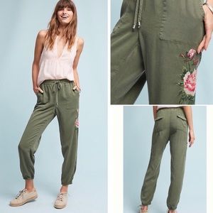 Anthropologie Postmark Embroidered Joggers